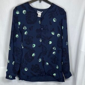 Pendleton Reversible Overshirt Jacket Leaf print and Solid Navy Sz 10 Business